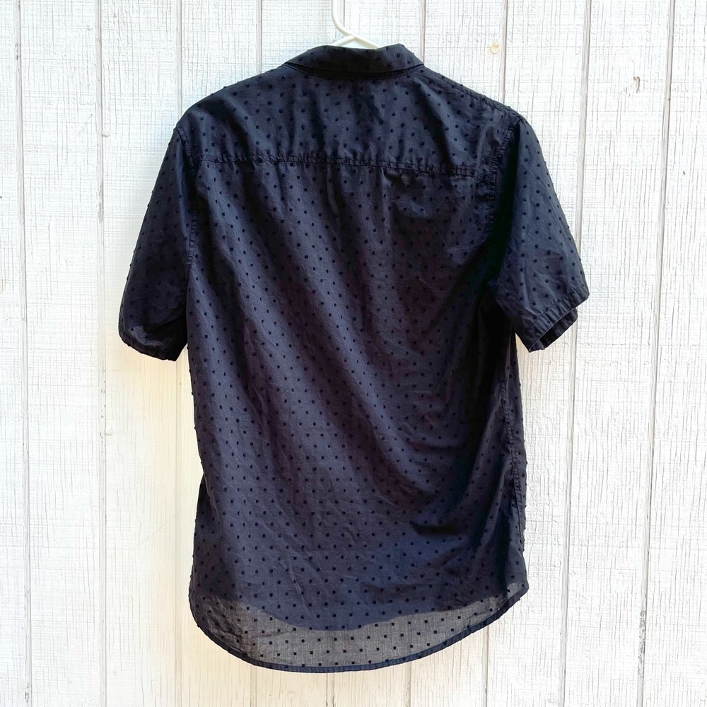 Topman Black Short Sleeve Swiss Dot Button Up - Picture 2 of 5